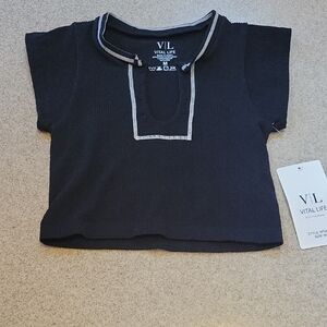 Vital Life Black Crop ActiveWear Top for Women Size M Nwt